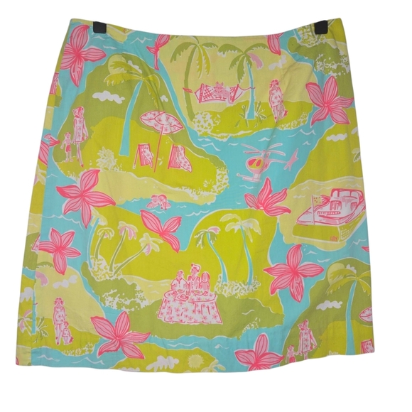 Lilly Pulitzer Colorful Private Island Print Cotton Lined Mini Skirt Size 4 - Picture 1 of 8